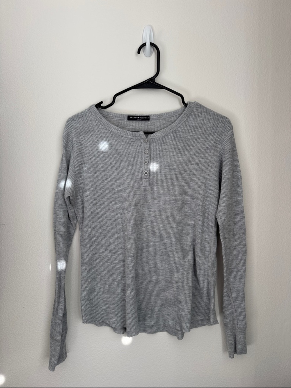 Brandy Melville Light Gray Long Sleeve Henley Top